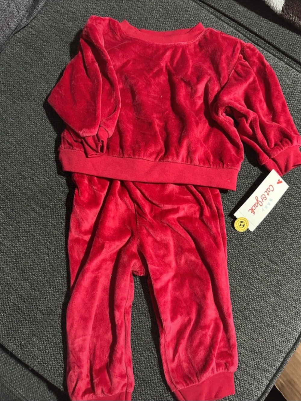 Cat & Jack Red Velour Kids Pajama Set